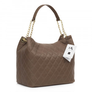 Geanta dama din piele naturala DiAmanti Lora Taupe Scuro